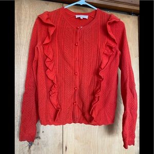 Sézane pointelle red cardigan sweater
